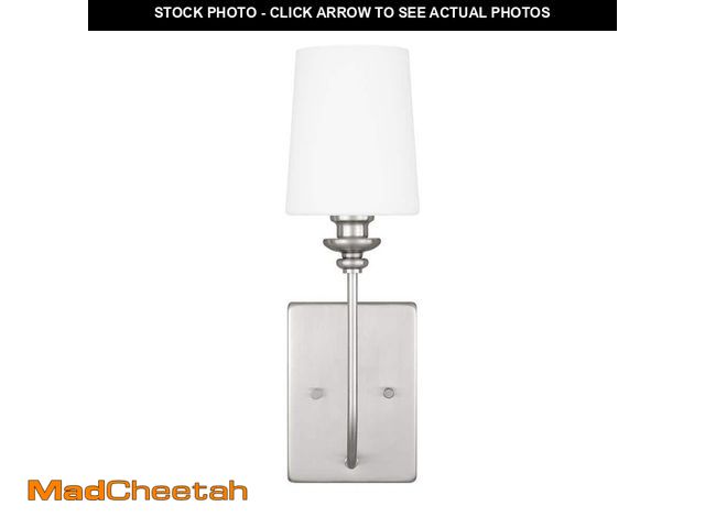 Lot 74-14276584 - Generation Lighting Bellevue 1-Light Brushed Nickel Wall Sconce with Frosted White Glass Shade - UNU...