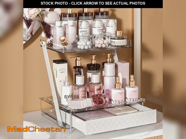 Lot 74-12605828 - NEATORA Z-Shaped Bathroom Countertop Organizer Ã¢â¬â 2-Tier Vanity Organizer with Sliding Tray &a...