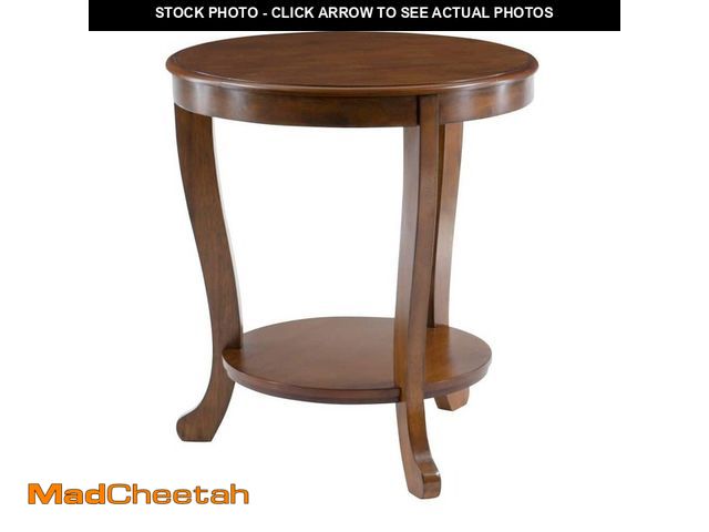 Lot 74-14242524 - Powell Company Whither 22 in. Hazelnut Brown Round Wood End Table with Shelf - UNUSED