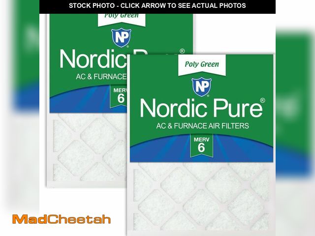 Lot 74-13065824 - Nordic Pure 16x30x1 (Actual Size: 15 3/4 x 29 11/16 x 3/4) Poly Green MERV 6 AC Furnace Air Filters ...