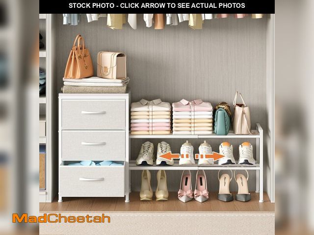 Lot 74-14207366 - Cidaziya Expandable Closet Organizers and Storage, White Fabric Storage Dresser, 3 Drawer Dresser, C...