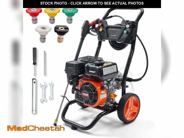 Lot 74-12944784 - VEVOR 3400 PSI 2.6 GPM Gas Pressure Washer w/26 ft High Pressure Hose 5 Nozzles Gas Powered Washer -...