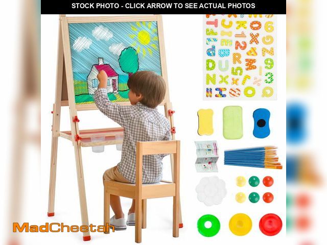 Lot 74-14587141 - Art Easel for Kids with Paper Roll, Adjustable Double Side Art Drawing Standing Chalkboard for Toddl...