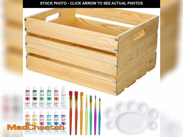 Lot 74-14341943 - Youyole DIY Summer Bikini Box Large DIY Wood Crate for Crafts Unfinished Wood Crate Box with Paint S...