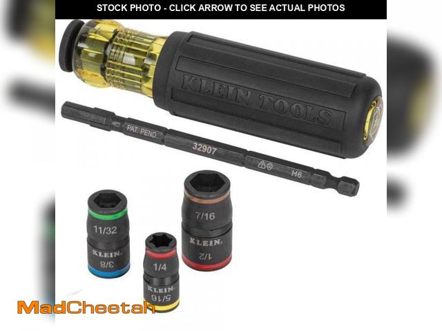 Lot 74-11826147 - Klein Tools 7-in-1 Impact Flip Socket with Handle, Hex Impact Socket Set (32900R) - UNUSED
