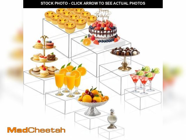 Lot 74-12307008 - Geelin 8 Pack Acrylic Cube Risers Acrylic Boxes for Food Display Decorative Stands with Hollow Botto...
