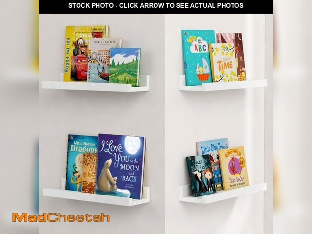 Lot 74-12215815 - Forbena Nursery Book Shelves for Wall Set of 4, Wood Floating Kids Bookshelf for Nursery Boy Girl, S...