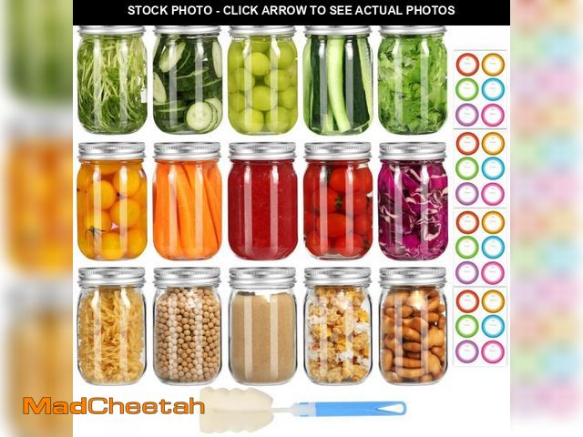 Lot 74-12307143 - Glass Mason Jars with Lids and Bands 16 oz - 15 Pack Regular Mouth Canning Jars for Food Storage, Pi...
