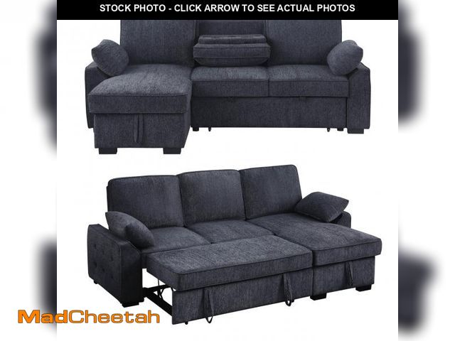 Lot 74-12445295 - Eafurn 91 inch Reversible Sleeper Sectional Sofa Pull Out Couch Bed with Storage Chaise,Convertible ...