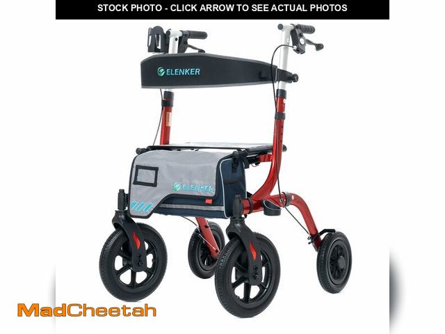 Lot 74-12638255 - ELENKER All-Terrain Rollator Walker with Seat, Outdoor Rolling Walker, 12Ã¢â¬Â Non-Pneumatic Tire ...