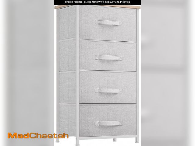 Lot 74-12098175 - (MISSING HARDWARE) DWVO 4 Drawers Dresser, Dresser for Bedroom, Fabric Storage Tower, Chest of Drawe...