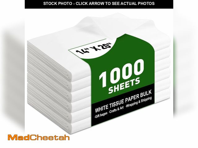 Lot 74-13620761 - 1000 Sheets White Tissue Paper, 14" X 20" Tissue Papers Bulk for Christmas Wedding Birthday Showers ...