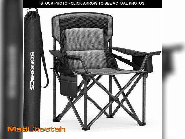 Lot 74-12760485 - SONGMICS Oversized Lumbar Support Camping Chair, Heavy-Duty Outdoor Folding Chair Comfortable, Padde...