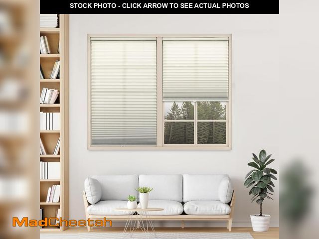 Lot 74-12169840 - DEZ FURNISHINGS Cordless 1" Signature Light Filtering Pleated Fabric Shade, 29.5" W x 42" H, Ecru - ...