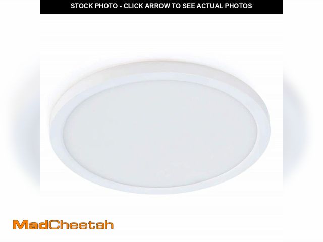 Lot 74-14602843 - Feit Electric 10.5-Watt Integrated LED Flush Mount 7.5 in. White Round Dimmable Flat Panel Ceiling w...