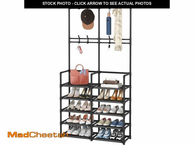 Lot 74-14336268 - Laiensia 5-Tier Entryway Coat Rack, Coat and Shoe Rack, Entryway Bench Storage Organizer with 8 Hook...