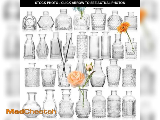 Lot 74-12442650 - STARSIDE Set of 30 Glass Bud Vases for Wedding Centerpieces - Mini Vintage Clear Vases Bulk for Home...