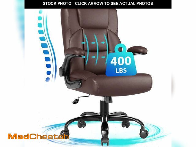 Lot 74-14288985 - (MISSING ONE WHEEL) JONPONY Leather Office Chair, Big and Tall Office Chair 400LBS Wide Seat Ergonom...
