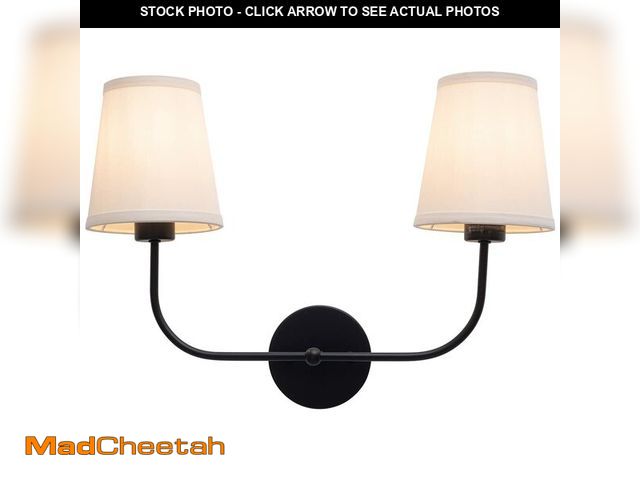 Lot 74-12718560 - VILUXY Vintage Double Sconce Antique Wall Sconces Bedside Wall Lighting Fixture with Off-White Fabri...