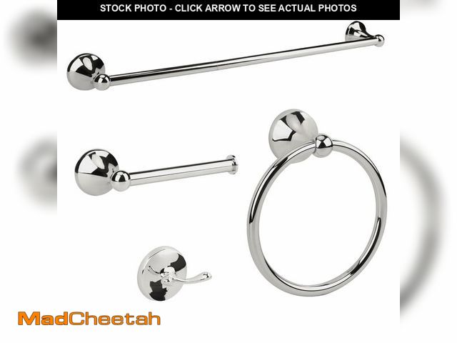Lot 74-12457191 - Ntipox 4 Piece Antique Chrome Bathroom Hardware Accessories Set,Towel bar Set 23.6 Inch Towel Bar Se...