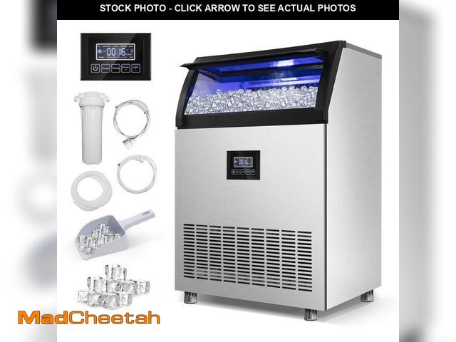 Lot 74-14243113 - *RUSTY/DIRTY* TITTLA 24 in. 300 lbs. Per Day Ice Maker in Silver 7,800 + Ice Cube Daily with Interna...
