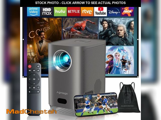 Lot 74-12696926 - [Electric Focus] Projector with WiFi and Bluetooth, Native 1080P 15,000 Lumens 4K Supported, Agreago...