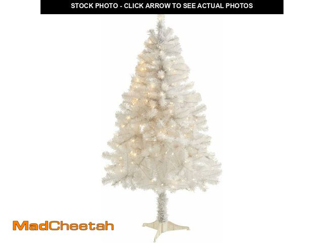 Lot 74-13041605 - Nearly Natural 4ft. White Artificial Christmas Tree with 100 Clear LED Lights - UNUSED