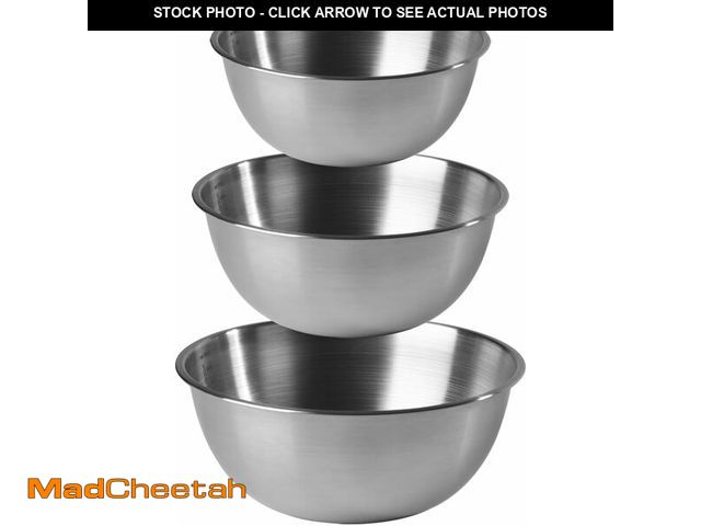 Lot 74-13040258 - Gronivex Stainless Steel Mixing Bowls, Three Nested Large Mixing Bowls Stainless Steel with Scale Pe...