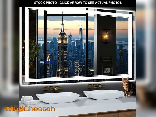 Lot 74-13637403 - InfiniGlass 50"x30" LED Bathroom Mirror with Anti-Fog, Stepless Dimmable Lights, 3 Color Modes, Shat...