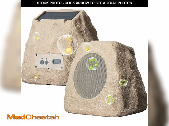 Lot 74-14591367 - Outdoor Rock Speaker 60W Deep Bass Multi-Sync up to 100 Speakers Auto-Pairing, IPX7 Waterproof Solar...