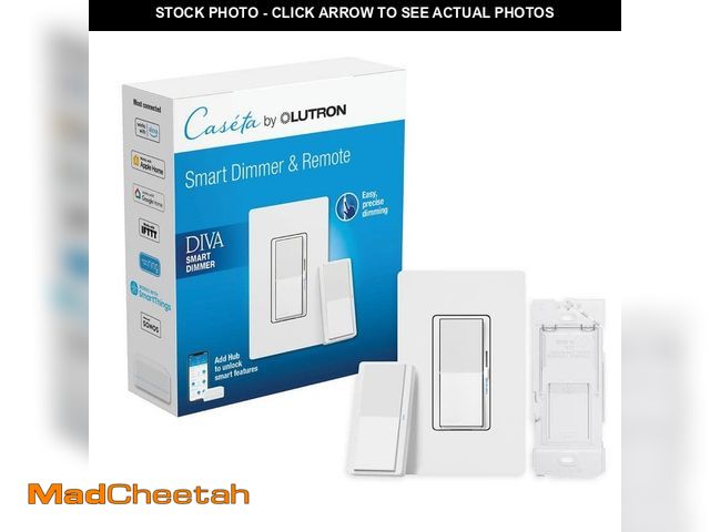 Lot 74-12546434 - Lutron Diva Smart Dimmer Switch 3-Way Kit with Pico Paddle Remote, 150-Watt LED, White (DVRF-PKG1D-W...