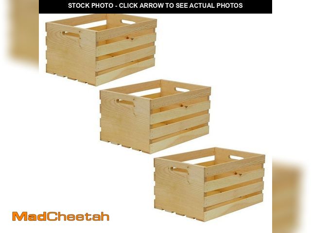 Lot 74-14290731 - Crates &amp; Pallet 18 in. x 12.5 in. x 9.5 in. Large Wood Crate (3-Pack) - UNUSED