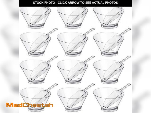 Lot 74-12441992 - Sawysine 24 Pcs Plastic Clear Serving Bowls with Kitchen Plastic Scoops Salad Serving Bowls Popcorn ...