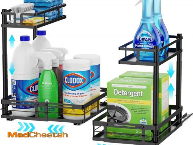 Lot 74-12327721 - iSPECLE Under Kitchen Sink Organizer - 2 Pack Under Sink Pull Out Organizer Expandable Width Add Mor...