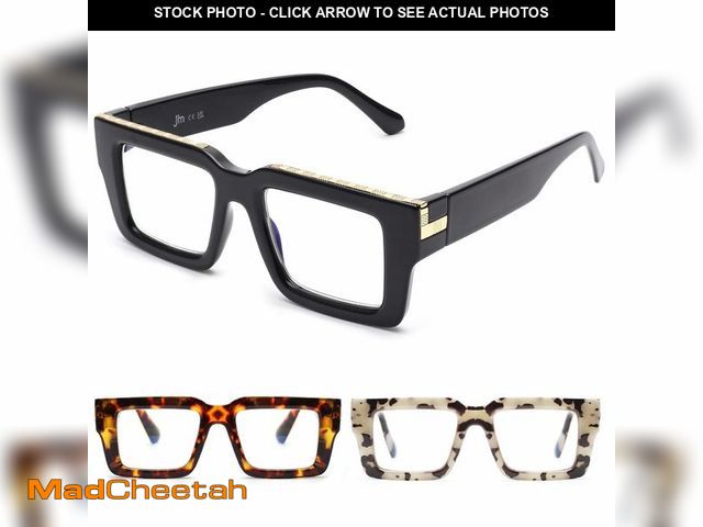 Lot 74-13951089 - JM Reading Glasses for Women Men with Spring Hinge, Fashion Oversized Square Blue Light Blocking Rea...