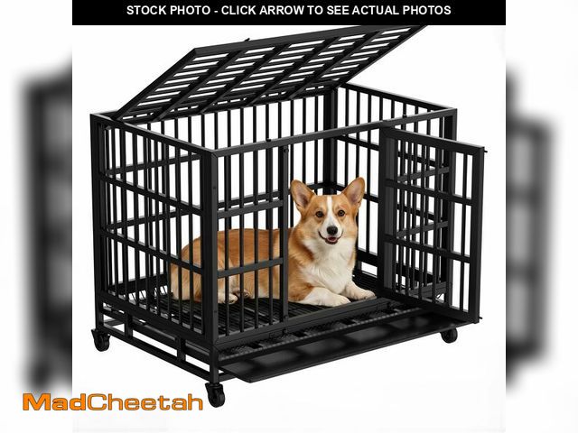 Lot 74-13674054 - Shintenchi 38 inch Heavy Duty Crates for Large Dog, Indestructible and Escape-Proof Cage Kennel with...