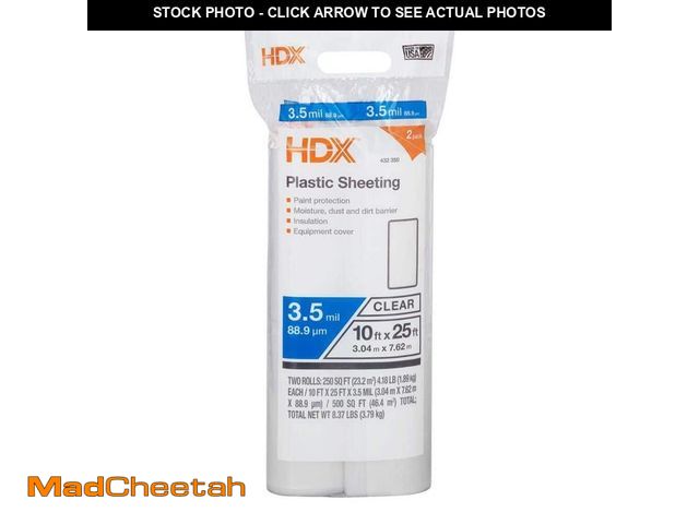Lot 74-14466997 - HDX 10 ft. x 25 ft. Clear 3.5 mil Plastic Sheeting (2-Pack) RSHD3510-25C-2 - UNUSED