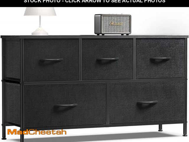 Lot 74-12515731 - ZUNMOS 5 Drawer Fabric Dressers for Bedroom, Chest of Drawer Organizer Storage Cabinet for Closet, E...
