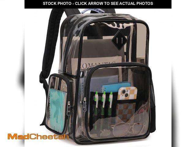 Lot 74-12303522 - ASKSKY Large Clear Backpack Stadium Events Heavy Duty PVC Transparent Bookbag for School Men Women S...