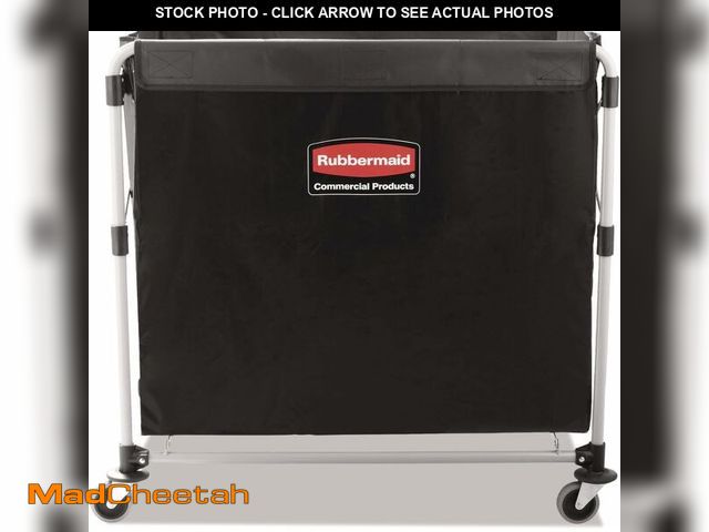 Lot 74-13072094 - Rubbermaid Commercial Products, Collapsible X Cart, Black, Steel 8 Bushel Bin, Commercial Laundry Ca...
