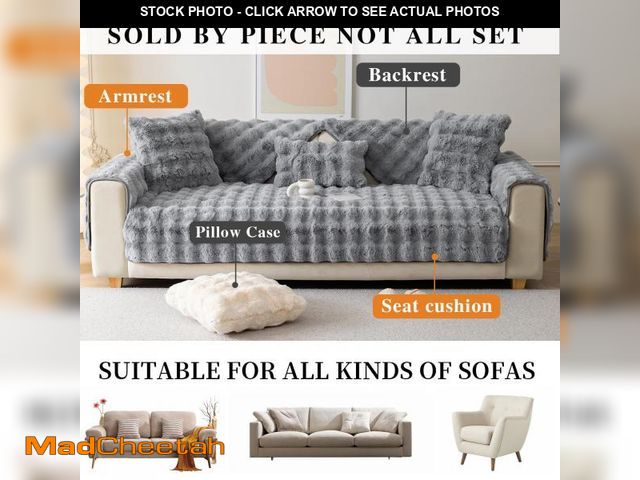Lot 74-12314065 - tianxinbaobei Faux Fur Couch Cover,Rabbit Plush Sofa Cover,Non-Slip Couch Cover Furniture Protector ...