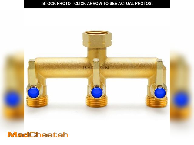 Lot 74-12970211 - Brass Garden Hose Splitter, 3 Way Hose Splitter, Outdoor Hose Splitter, Outlet for Regulating and Sh...
