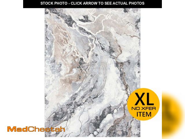 Lot 74-12685575 - Abstract Shag Area Rug, 8' x 10', Brown/Black/White - UNUSED