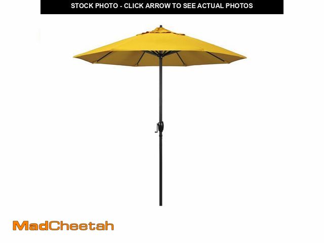 Lot 74-12895504 - California Umbrella 7.5' Rd Aluminum Patio Umbrella, Crank Lift, Auto Tilt, Black Finish, Sunbrella ...
