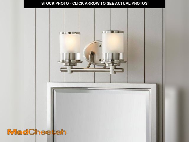 Lot 74-12804245 - *MISSING GLASS AND HARDWARE* Hampton Bay Truitt 14.2 in. 2-Light Brushed Nickel Modern Transitional ...