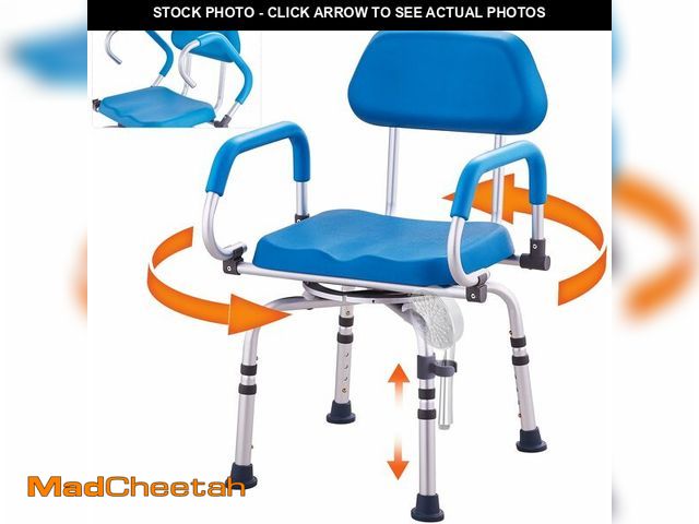 Lot 74-14305974 - VEVOR Swivel Shower Chair 360 Degree, Adjustable Shower Seat with Pivoting Arms &amp; Padded Bath Se...