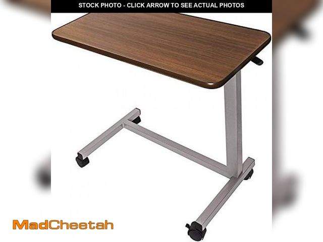 Lot 74-12137336 - Vaunn Medical Adjustable Overbed Bedside Table With Wheels (Hospital and Home Use) - UNUSED