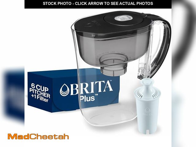 Lot 74-13041202 - Brita Small 6 Cup Water Filter Pitcher, 1 BritaPlus Filter, Metro, Black (Package May Vary) - UNUSED