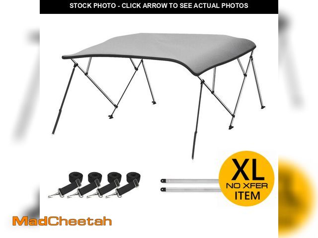 Lot 74-13674374 - Naviskin Light Grey 4 Bow 8'L x 54" H x 54"-60" W Bimini Top Cover Includes Mounting Hardwares,Stora...