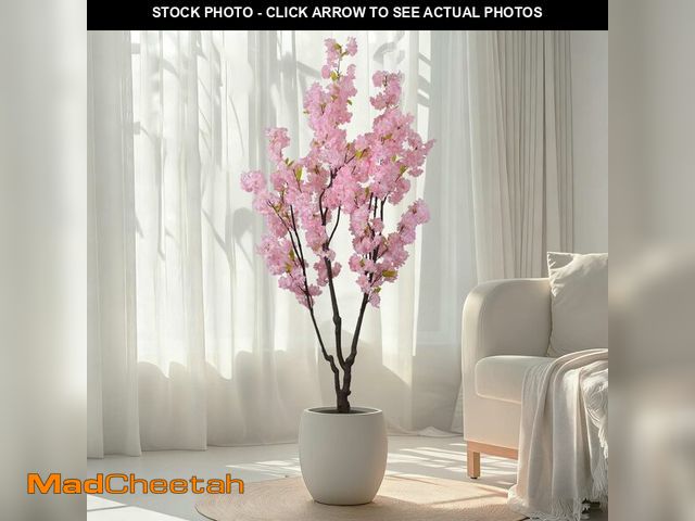 Lot 74-13697982 - Faux Pink Cherry Blossom Tree 6.5ft(78in) Tall Artificial Plant Indoor Decor Handmade Natural Fake S...